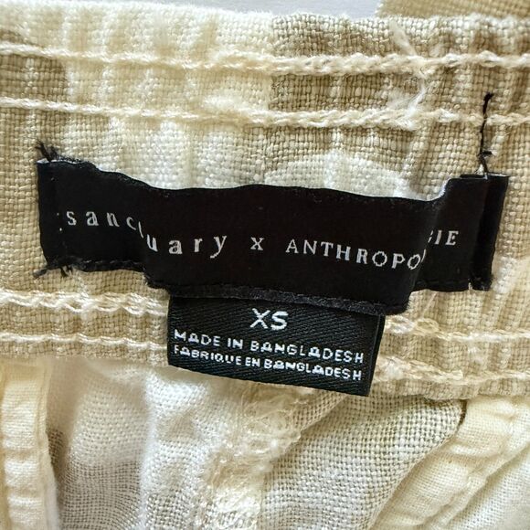 Anthropologie Sanctuary Camo Linen Cargo Pants Stretch Waist Drawstring Sz XS - Picture 4 of 9